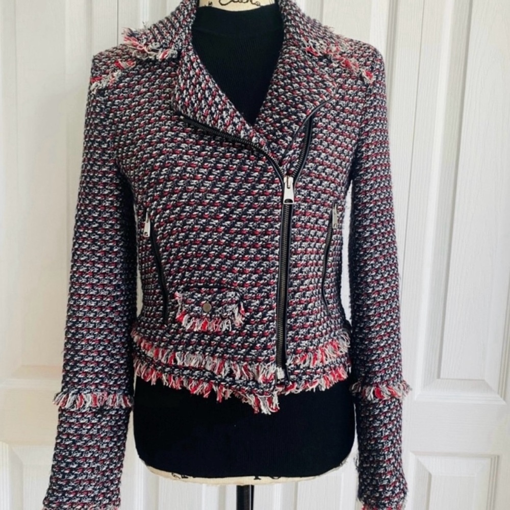 Zara Textured Woven Tweed Jacket